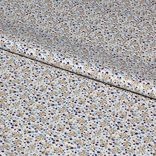 Stoff Blumen Blau Baumwolle Meterware Reka – 100% Baumwolle, kleines Blümchenmuster, schadstoffgeprüft – 140 cm breit, 120 g/m2 für Kleidung,...