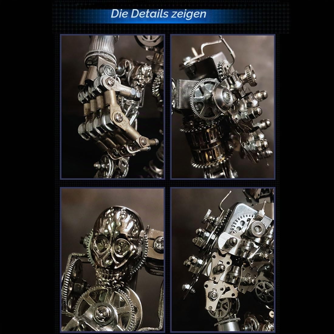 3D Metall Futuristisches Mech-Skelett Modellbauset, DIY Steampunk Montage-Puzzle-Set, Kreative Trendige Dekoration (1250 Stück)