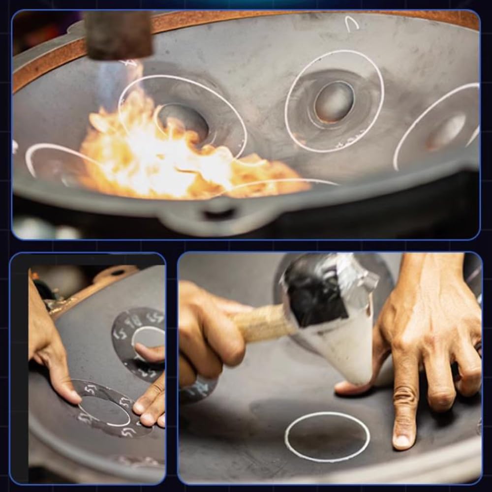 Strumento a percussione Handpan in sol minore, 440 Hz, Tamburo a Mano in Acciaio da 22 Pollici con Borsa, 9 Note per Meditazione e Allenamento Musicale, percussioni per Adulti, Principianti
