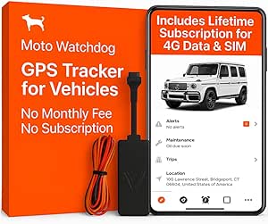 Wired GPS Tracker for Vehicles, No Monthly Fee, No Subscription, 4G SIM and Data Included, Mileage Tracking, Business Fleets, Quick Install, Speeding Alerts, Trip History, USA Developed, Moto Watchdog asin的图片