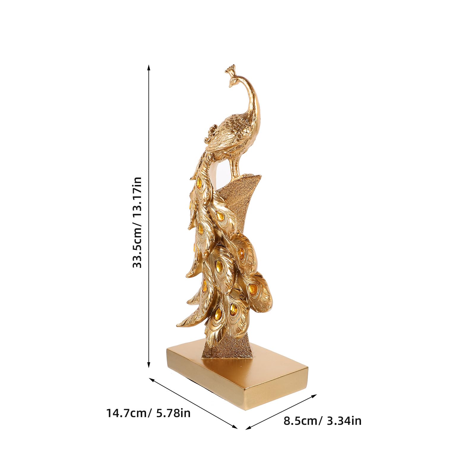Toyvian Ozdoba Ogrodowa z Żywicy Pawia Mała Statua Trawnik Figurka Dekoracyjna Do Ogrodu i Podwórko Unikalny Design Wszechstronne Zastosowanie