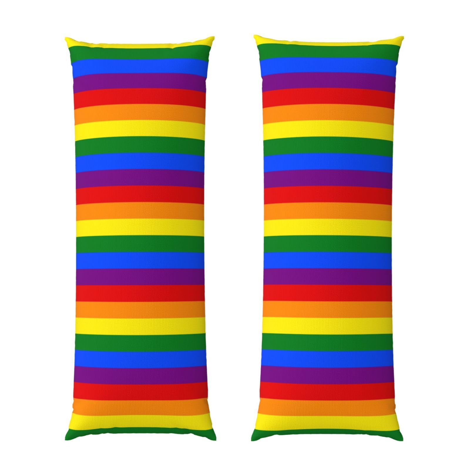 Body Pillowcase 20x54, LGBT Pride Flag Rainbow, Plush Velvet Pillow Cover with Zipper, Cozyffy Rectangular Cushion Case for Couch Bed Home Hotel