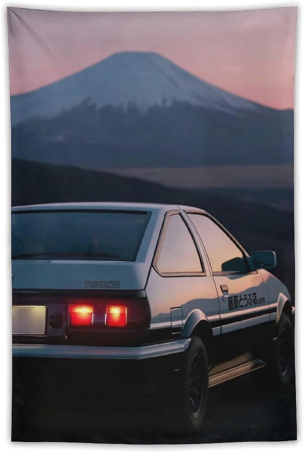 JYOUQOC Jdm Car Ae86 Tail Light Mount Fuji Art Tapestry Large Wall Art Backdrop Flag Wall Hanging Decor for Living Room Bedroom Dorm Office 40"×60"
