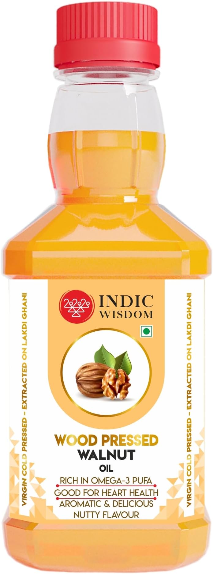 IndicWisdom Wood Pressed Walnut Oil 100 ml (Cold Pressed Walnut Oil - Extracted on Wooden Churner)