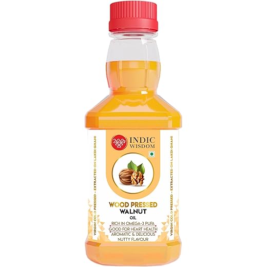 IndicWisdom Wood Pressed Walnut Oil 100 ml (Cold Pressed Walnut Oil - Extracted on Wooden Churner)