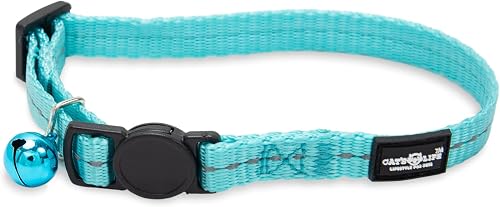 Dog's Life Reflective Supersoft Webbing Cat Collar, 10 Turquoise