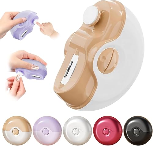 Cortaúñas automático, pulidor de uñas eléctrico, molinillo de uñas portátil 2 en 1, cortaúñas de 2 velocidades, recortador recargable seguro para