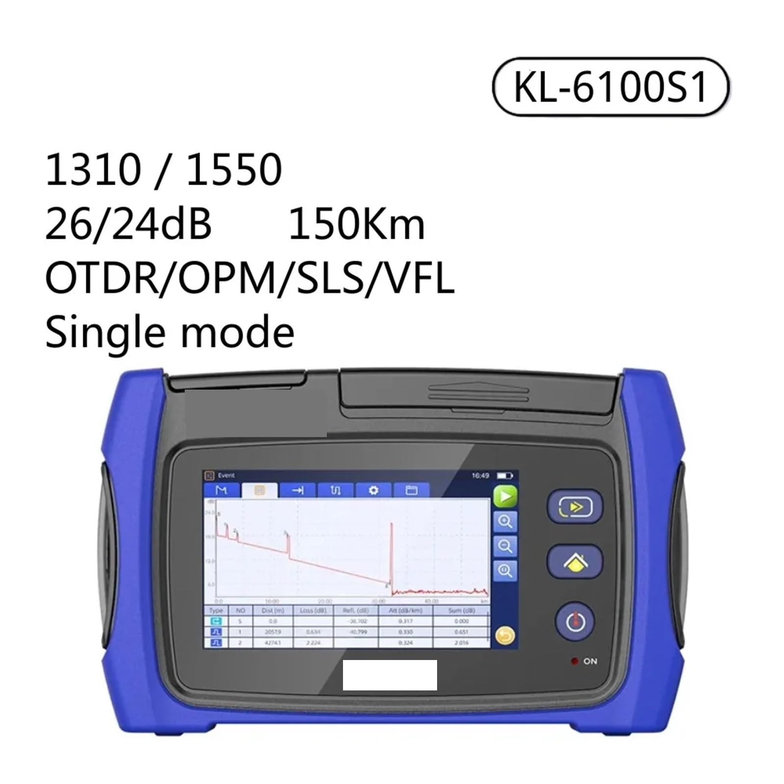 OTDR 1310/1550/1577/1625/1650nm 31dB/29dB VFL Optical Time Domain Reflektometer OPM Aktive Faser Live Tester(KL6100S1 UPC)