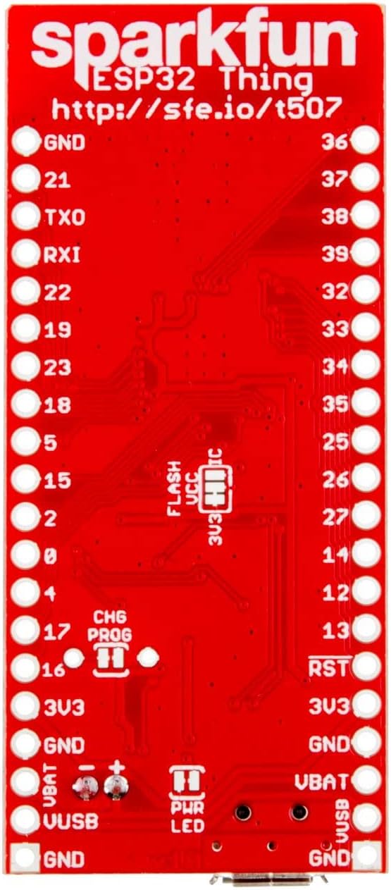 SparkFun ESP32 Thing Developement Board WiFi & microcontroller Compatible with Bluetooth for IoT & prototyping Projects w/Integrated LiPo Battery Charger 4MB Flash Memory 3 to 3.6V Operating Range