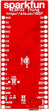 SparkFun ESP32 Thing Developement Board WiFi & microcontroller Compatible with Bluetooth for IoT & prototyping Projects w/Integrated LiPo Battery Charger 4MB Flash Memory 3 to 3.6V Operating Range