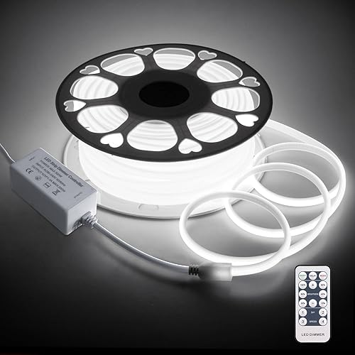 Aclorol COB - Tira de luces LED para exteriores, impermeable, 100 pies, 1 rollo de corriente alterna de 120 V, luz LED regulable COB, luz flexible,