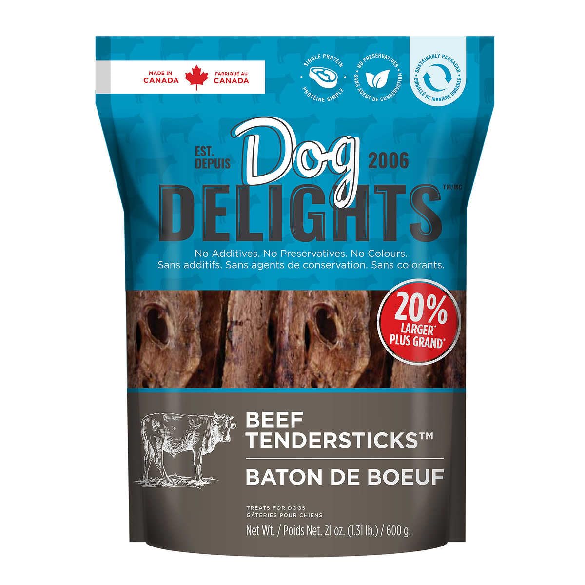 Beef Tendersticks, No Additives, No Preservatives, No Colours, Made in Canada (600g)