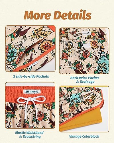 maamgic Mens Short 80s 90s Vintage 5.5" Swim Trunks Swimsuits Board Shorts Compression Liner Quick Dry 2 in 1 Beach Swimwear4