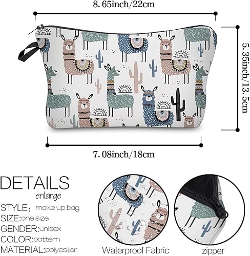 Miniatura 2 de LOOMILOO Bolsa de maquillaje pequeña con estampado de margaritas, bolsa de cosméticos para mujer, bolsa organizadora para un regalo, Alpaca 51444