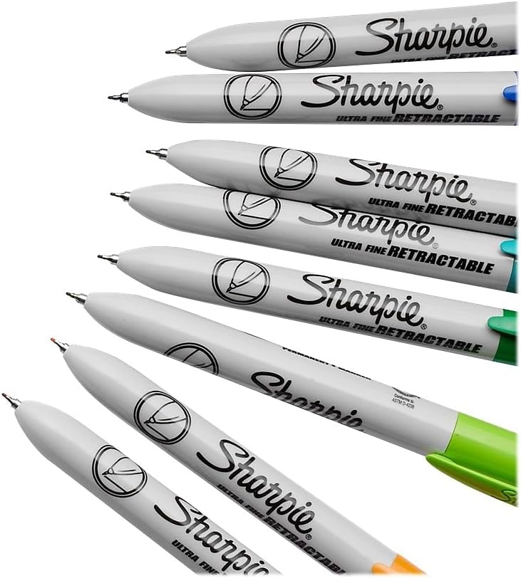 SHARPIE Retractable Permanent Markers, Ultra Fine Tip, Assorted, 8/Pack (1742025)
