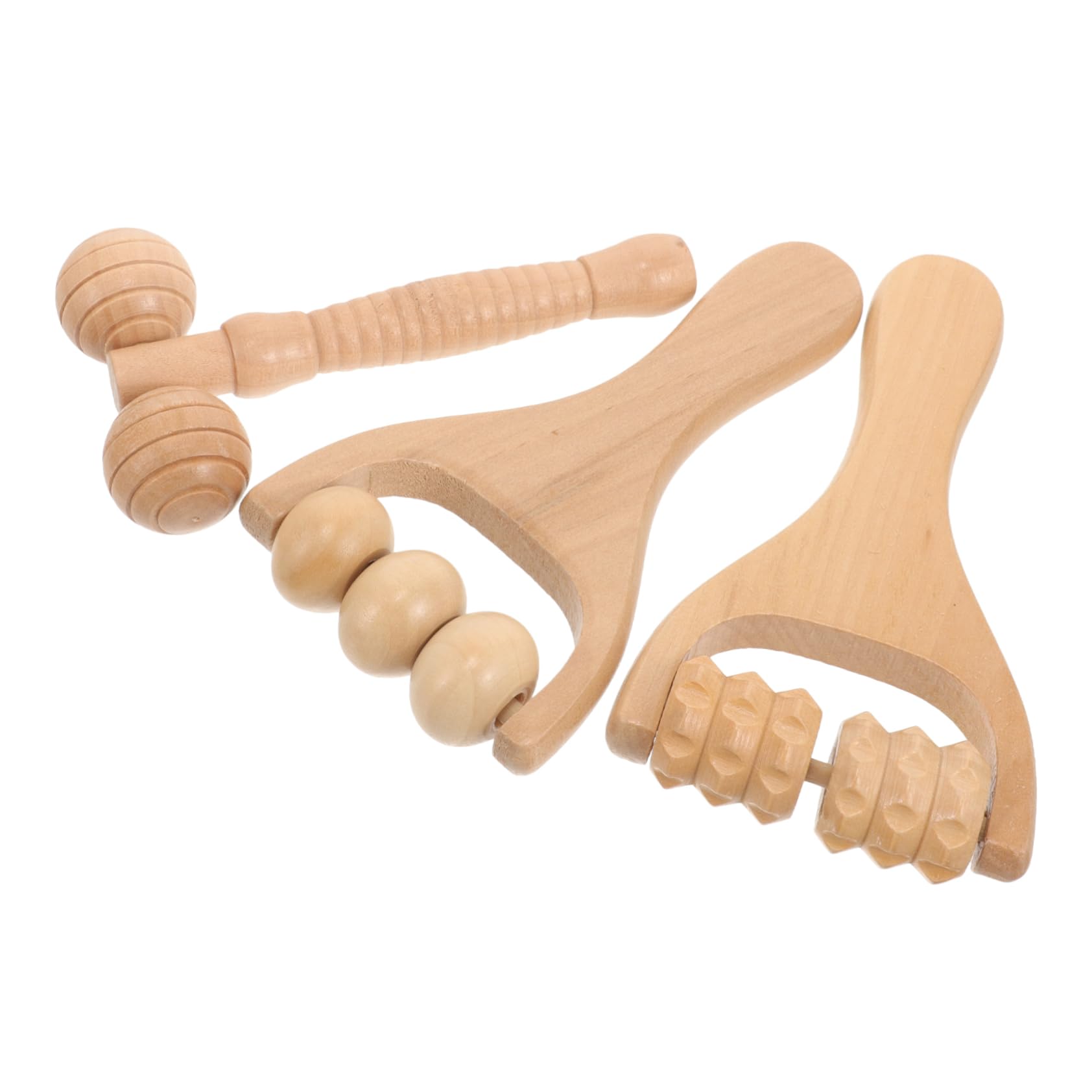 4 Set Massaggiatore Per Il Collo Domestico Massaggiatore Della Spalla Massaggiatore Per Il Corpo Massaggiatore Per Spalle Per Uso Quotidiano Di Legno 3 Pezzi * 4