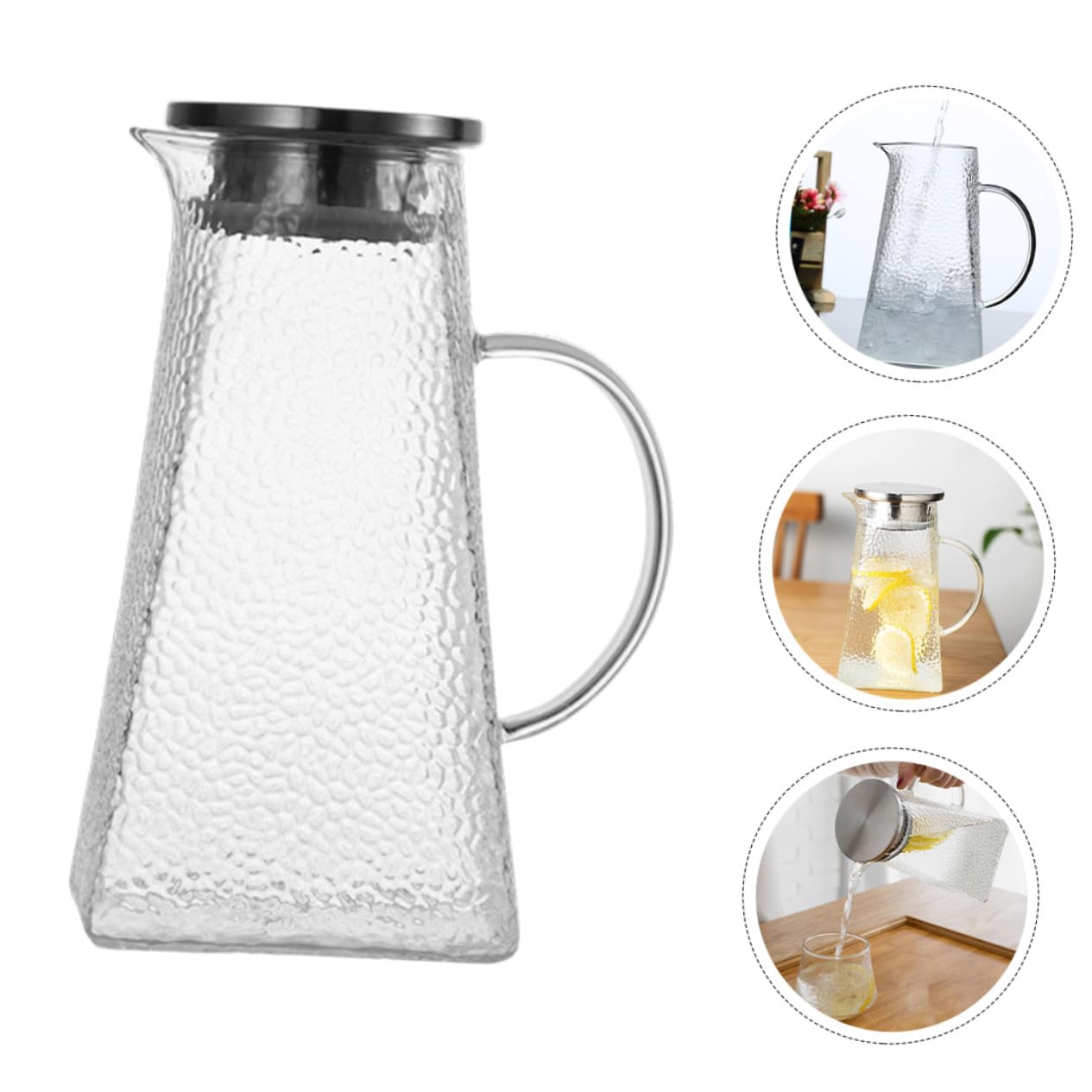 Botella De Agua Fría De Vidrio Con Tapa Hogar Jarra De Agua Hogar Para Beber y Zumos La Cocina Oficina