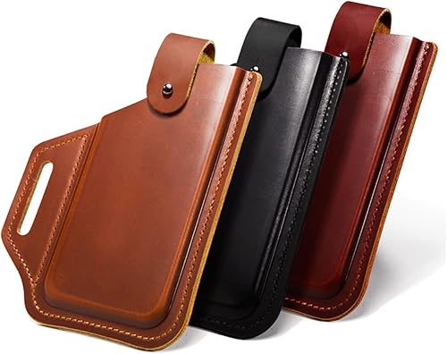 Miniatura 6 de Funda de piel de vaca para hombre, estilo retro, para colgar en la cintura, bolsa para cinturón al aire libre para iPhone 1314 Pro13 Pro Max 14 Pro