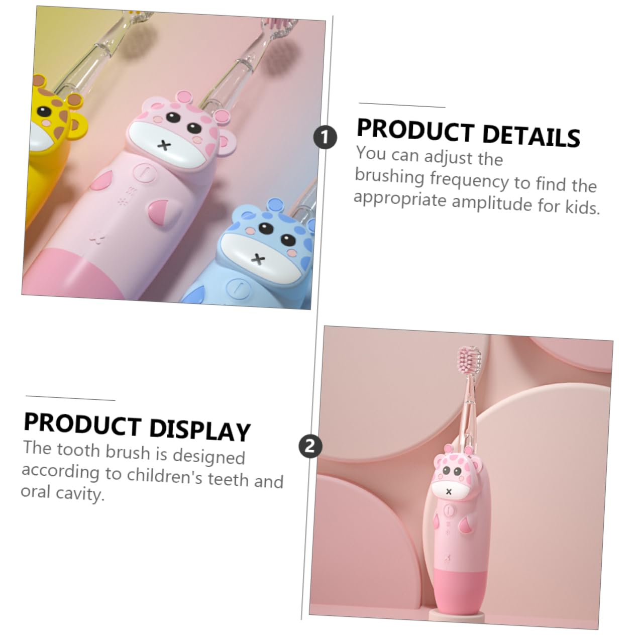 Healvian 1 Juego de Cepillo de Dientes Eléctrico Sónico para Niños Velocidad Ajustable, Resistente al Agua y Temporizador Integrado, Adecuado para Cuidado Bucal Diario en Casa y Viaje