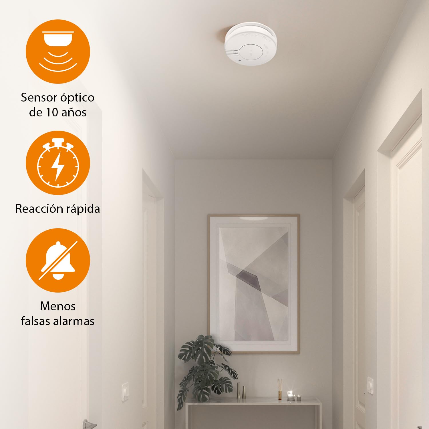 Smartwares Juego de 2 detectores de Humo- Sensores ópticos 10 años - Pilas reemplazables 5 años - FSM-11517
