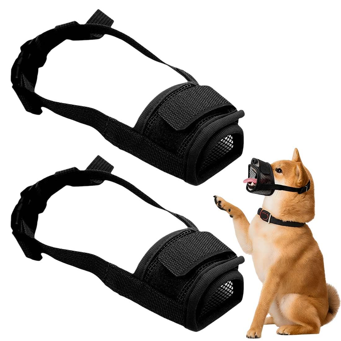 Museruola Cane Piccola Taglia In Nylon Morbido, 1 Pezzo Con Rete Traspirante Regolabile Antiabbaio, Per Cani Di Taglia M, Colore Nero