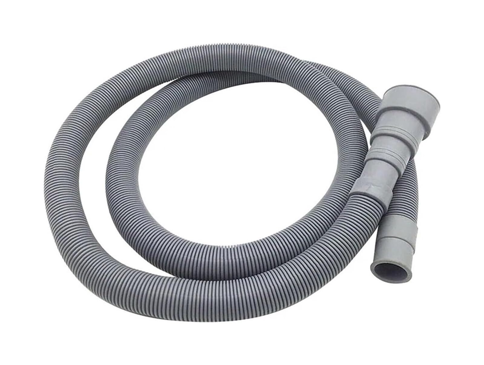 Ablaufschlauchverlängerung mit Klemmen for Waschmaschine, Geschirrspüler, Abflussrohr, grau, 100–200 cm(100cm)
