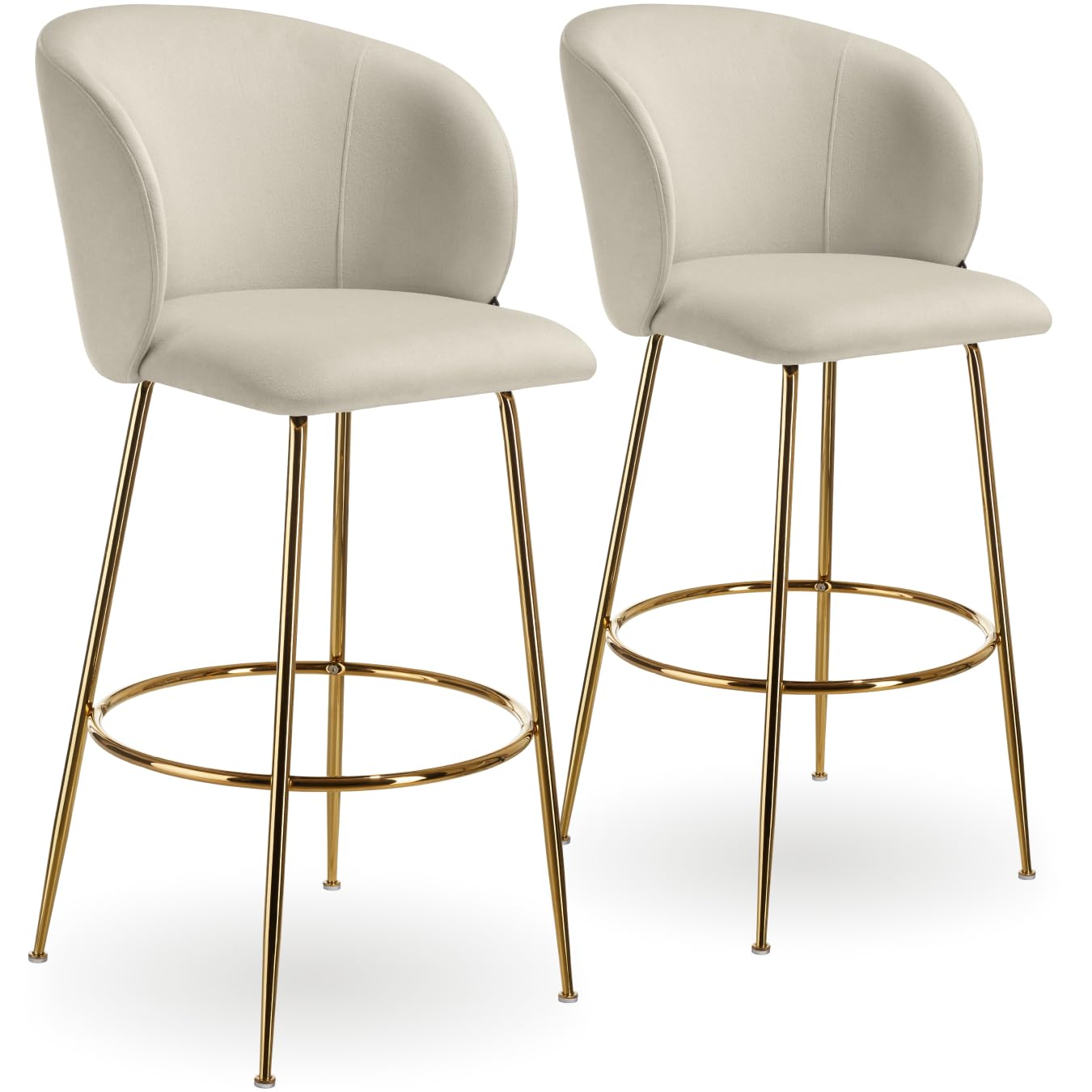 tectake® Lot de 2 Tabouret Bar Aspect Velours Chaise de Bar avec Repose-Pieds Chaise Haute Cuisine pour îlot Central H106cm Rembourrée avec Dossier Tabouret Haut Cuisine comptoir