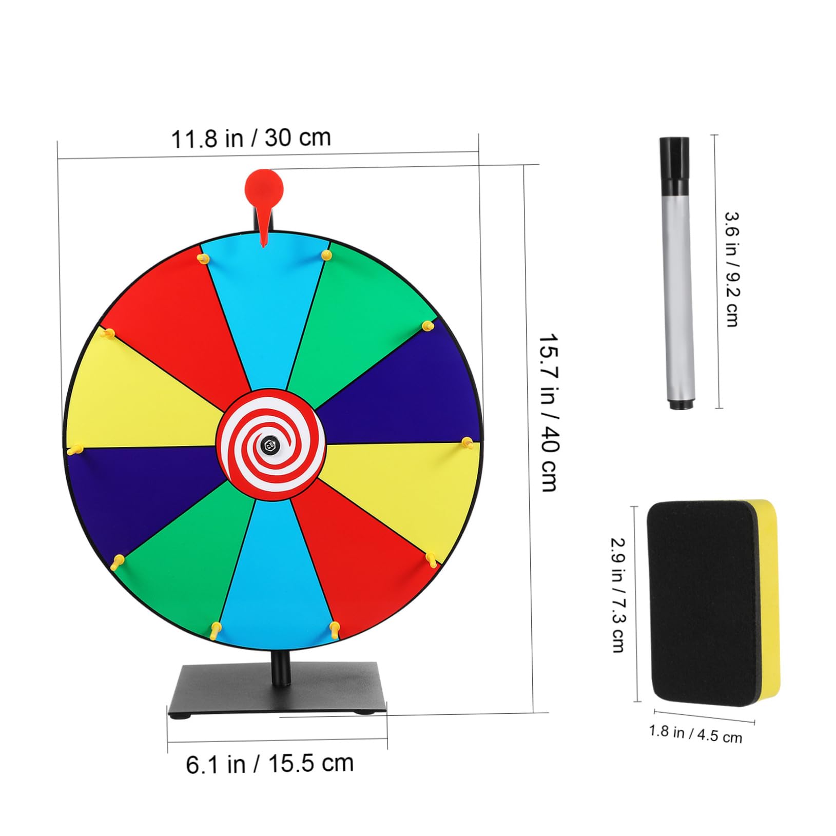 KOMBIUDA Spinning Prize Wheel with Stand Dry Erase Roulette Wheel for Parties Trade Shows and Festivals Sturdy Design for Engaging Events Game Prop