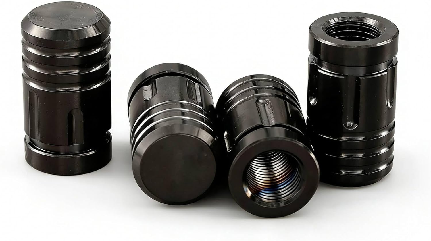 4 Pieces Titanium Tire Valve Stem Caps, Lightweight Dust Proof Tyre Air Valve Caps, Corrosion Resistant Leak-Proof Universal Stem Covers for Cars Trucks Bikes Motorcycles SUVs