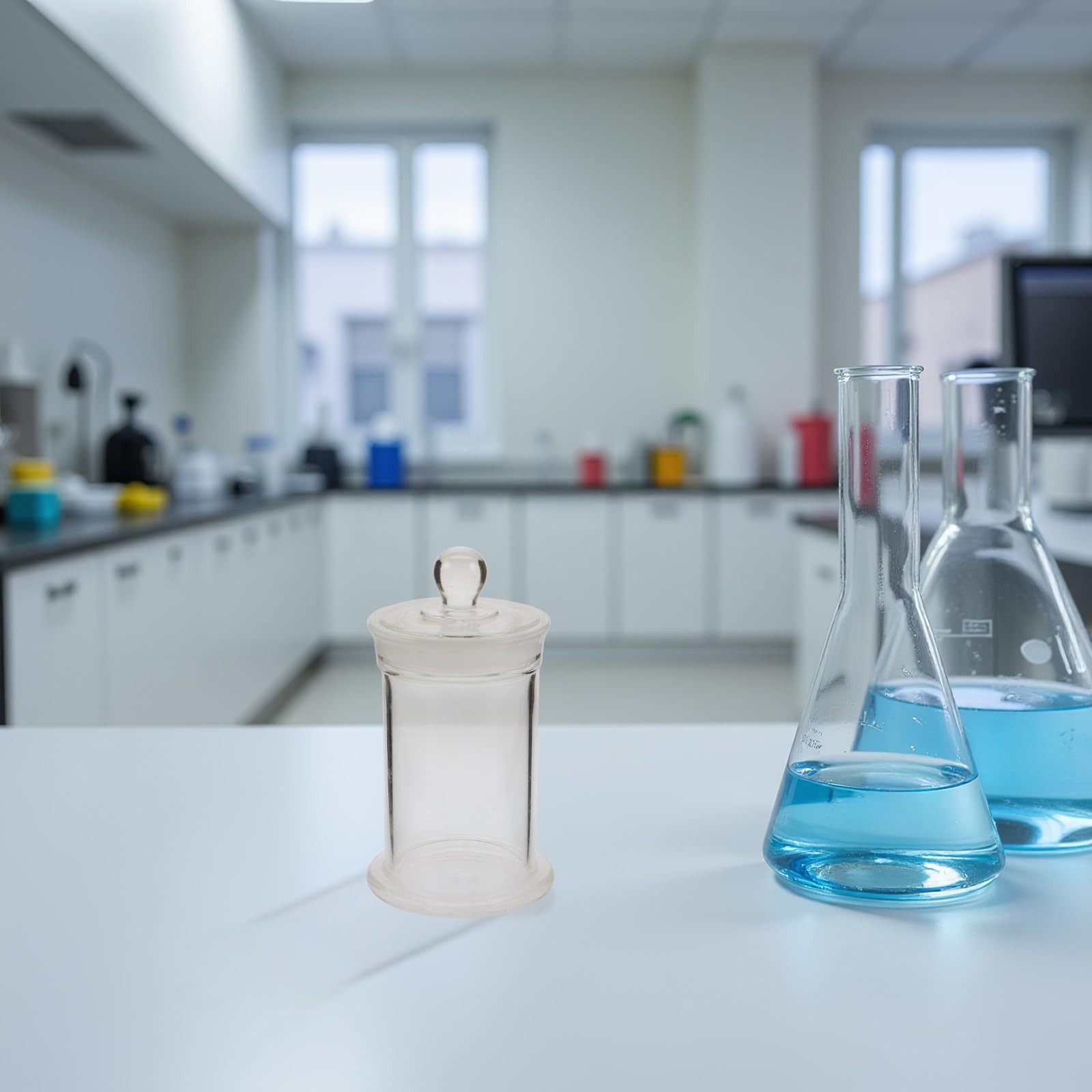 Gatuida Flacone per reagenti in vetro da laboratorio: contenitori per campioni in vetro a bocca larga con coperchio - Flaconi per reagenti in borosilicato ad alto spessore per campioni di laboratorio,