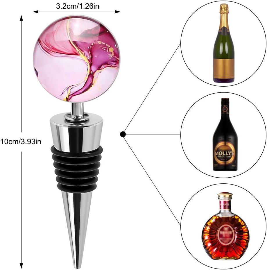 Soleebee 3 Pack Decorative Wine Stoppers, Wine Bottle Stopper with Beautiful Art Glass,Beverage Bottle Stoppers For Gifts, Bar, Holiday Party, Wedding (Style J)