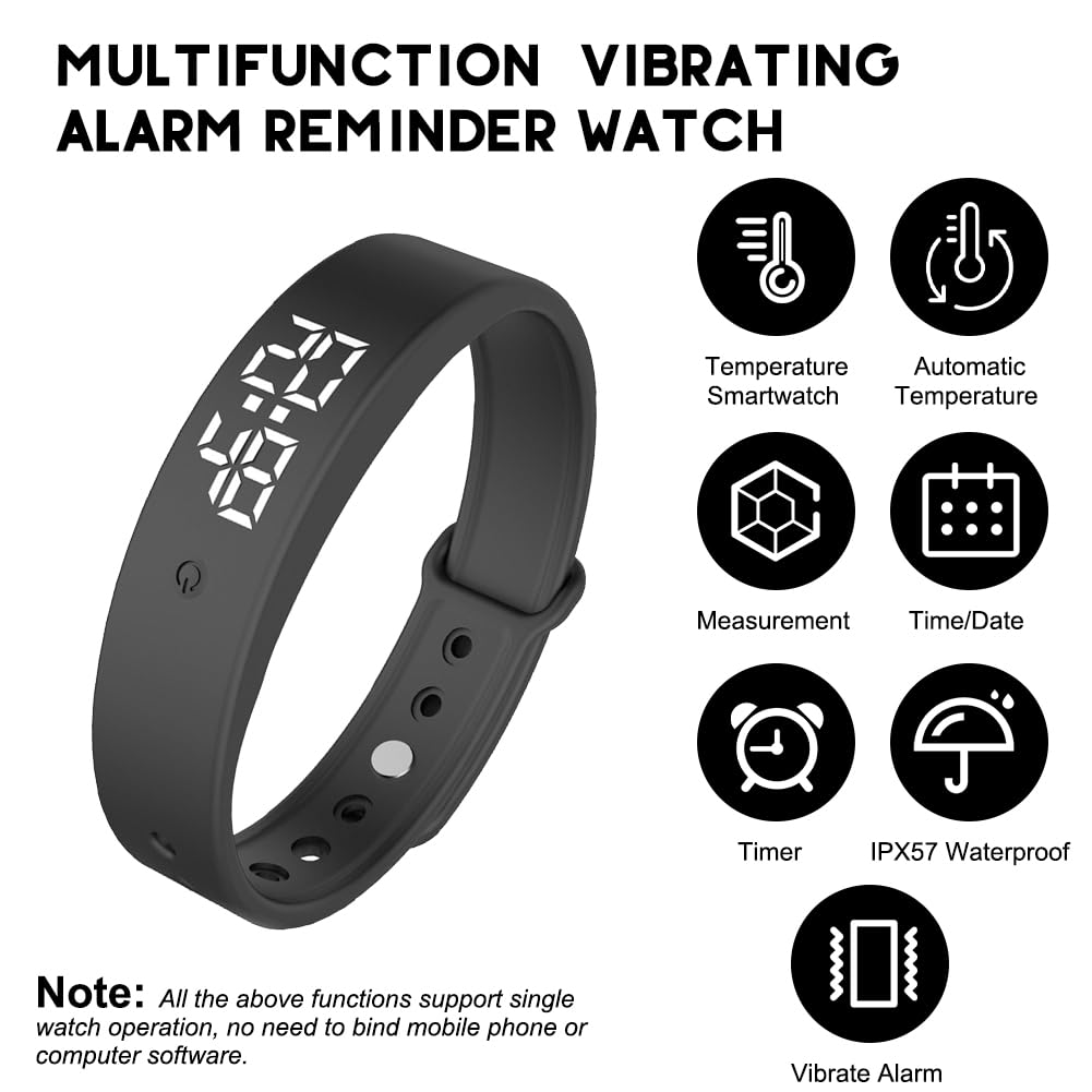Vibrationswecker Armband - Silent Alarm Mit Temperaturmessung