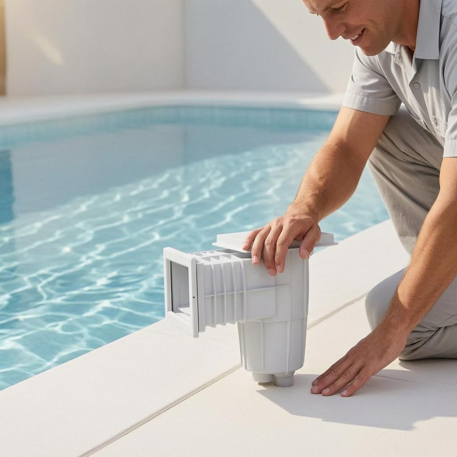 Kit Skimmer Ranurado Skimmer Plástico Resistente Cesta Filtro Plástico, AQ-0030V para Piscinas De Membrana