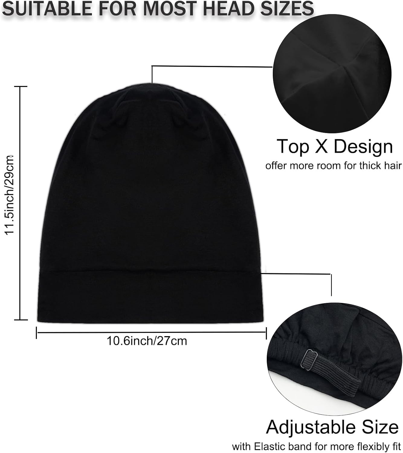 Sleep Cap Bonnet for Sleeping Black Women, Adjustable Cooling Ice Silk Lined Bonnet for Curly Braids Hair Cover Beanie Hat - Image 5