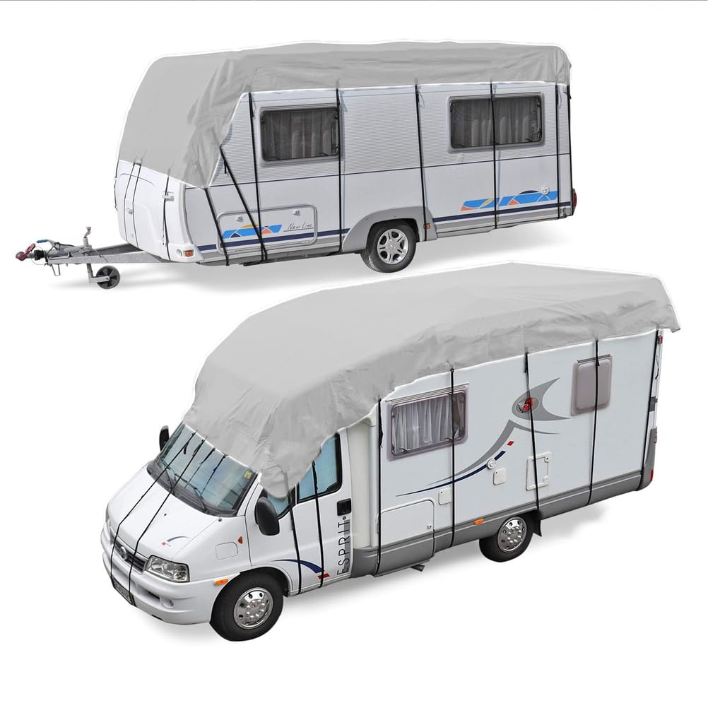 Bache Toit Caravane,Housses pour Camping-Car Et Caravane,Copertura Camper,Housse de Toit Respirante pour Caravanes Protection Solaire Protection Contre La Neige Et Le Gel,Argent,5 * 3m