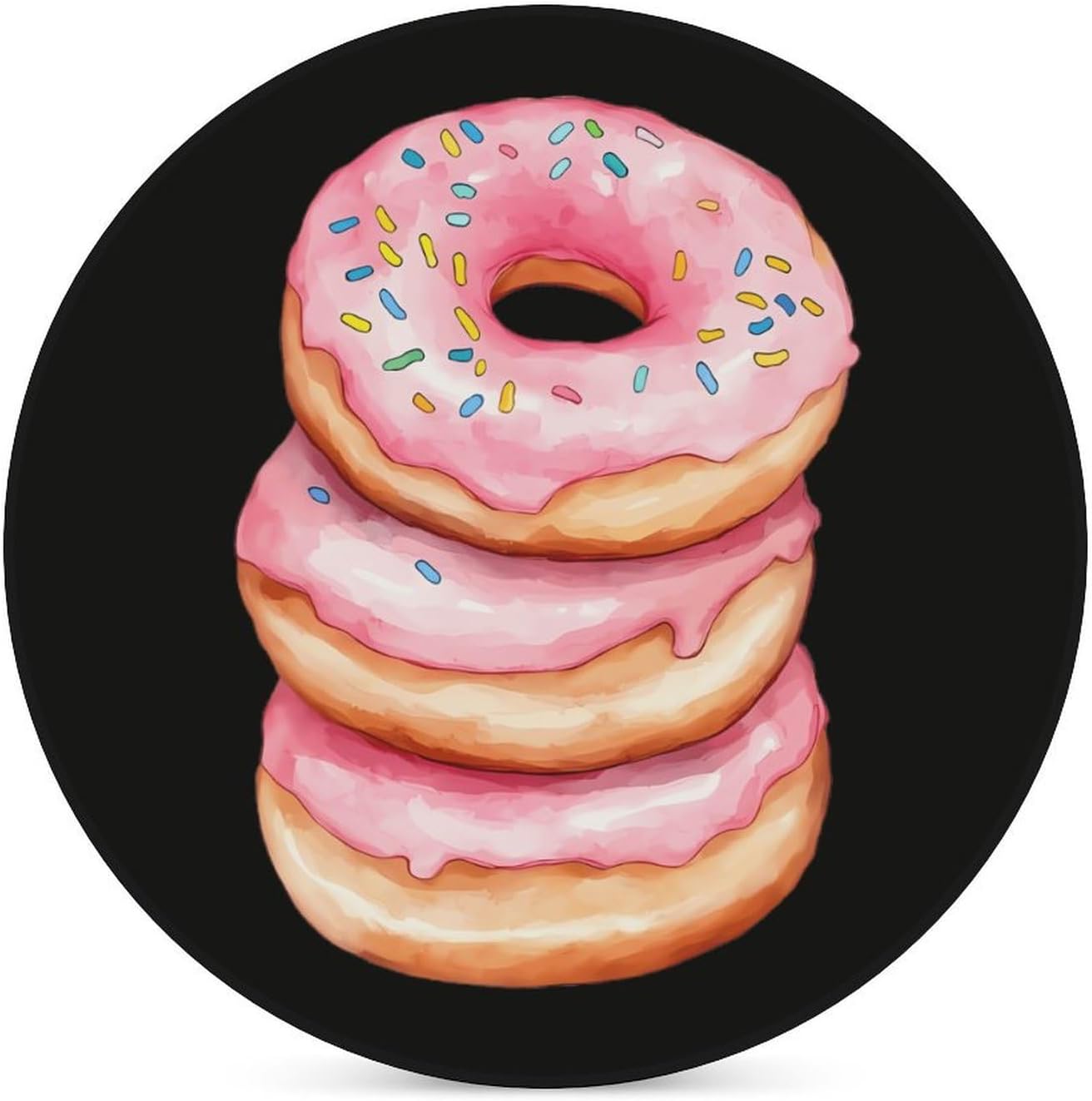 Sprinkled Doughnuts Donut Funny Round Ceramic Coasters for Drink Absorbent Cup Holders Tabletop Protection