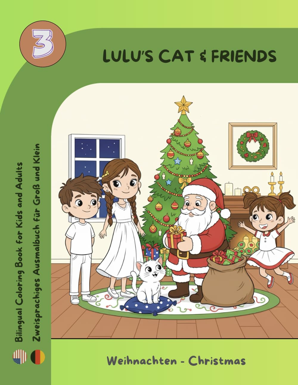 Lulu's Cat and Friends: Weihnachten - zweisprachiges Ausmalbuch (deutsch/englisch) mit Bastelteil