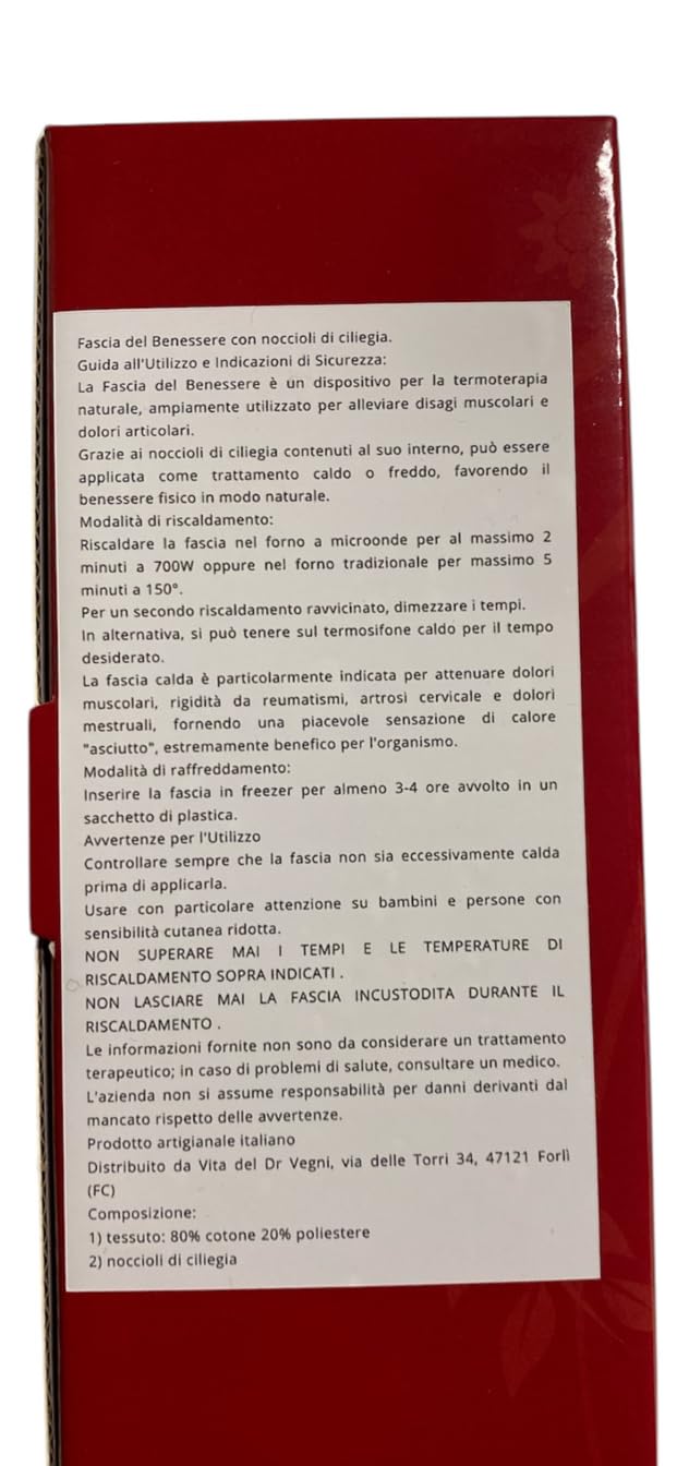Fascia con noccioli di ciliegia sfoderabile e lavabile scaldacollo per mal di pancia, febbre alta (900gr. - 58x12x5cm) con Pecorelle. Terapia caldo freddo. Prodotto in Emilia Romagna