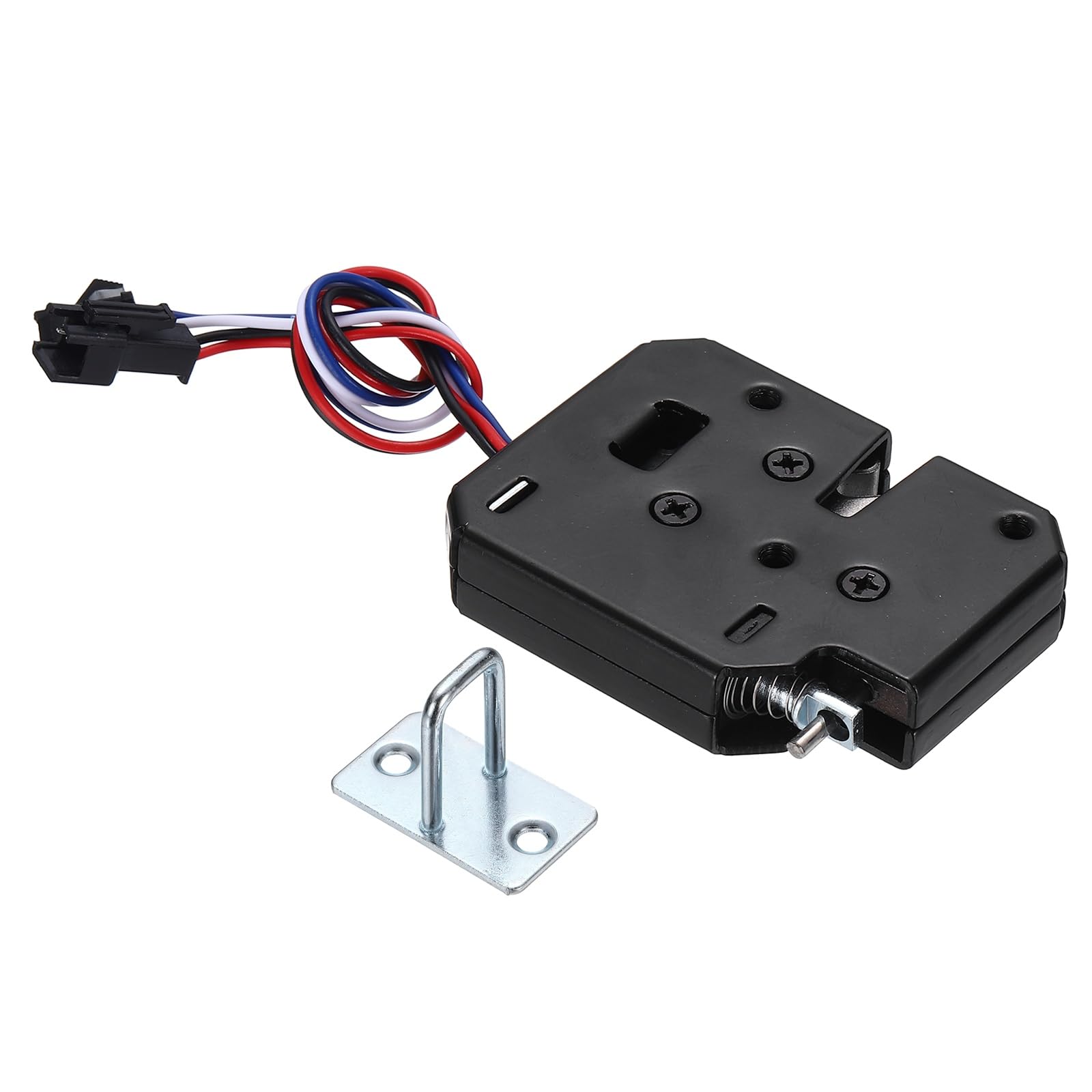PATIKIL DC 12V 2A Solenoid Cabinet Electronic Spring Lock, (63 x 50 x 13mm, Black) (1 Pcs), Electric Control Lock Suit for - Storage Drawers/Vending Machines/Mailboxes (4 Wires)