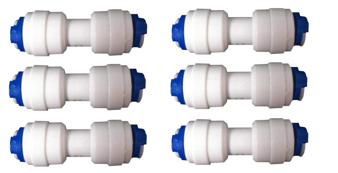AQUALIQUID RO 1/4"- 1/4"-Straight Connector Jointer (Both Side Push Fit) for Type of RO Water Filters(Pipe Jointer : 6Pcs)