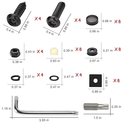Miniatura 10 de Kit de tornillos antirrobo para placa de matrícula, tornillos a prueba de manipulaciones, pernos de placa de acero inoxidable 304, tornillos de 14