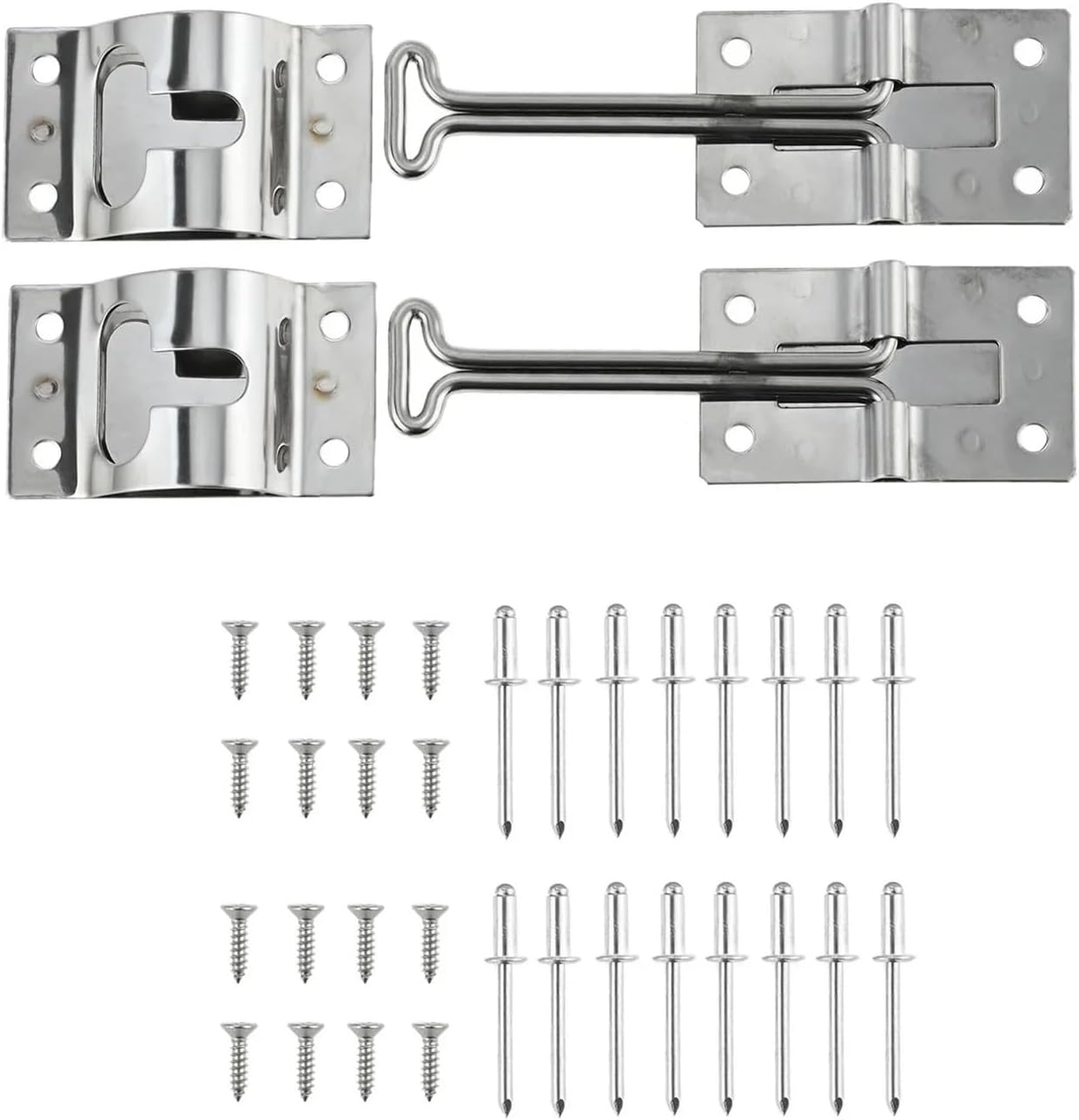 for Camper for Truck 304 Stainless Steel RVs Door Latch Catch Cargo Trailer 4" T-style Entry Holder Bracket Hook Keeper with Screws