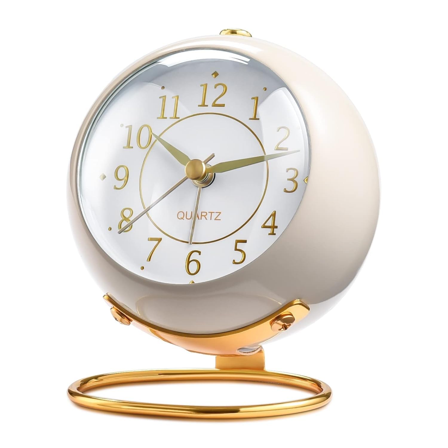 Vintage Twin Bell Analogue Table Alarm Clock with Night LED Light Ideal for Students and Kids Bedroom (Twin Bell Cream Clock Small(Cream))-image-8