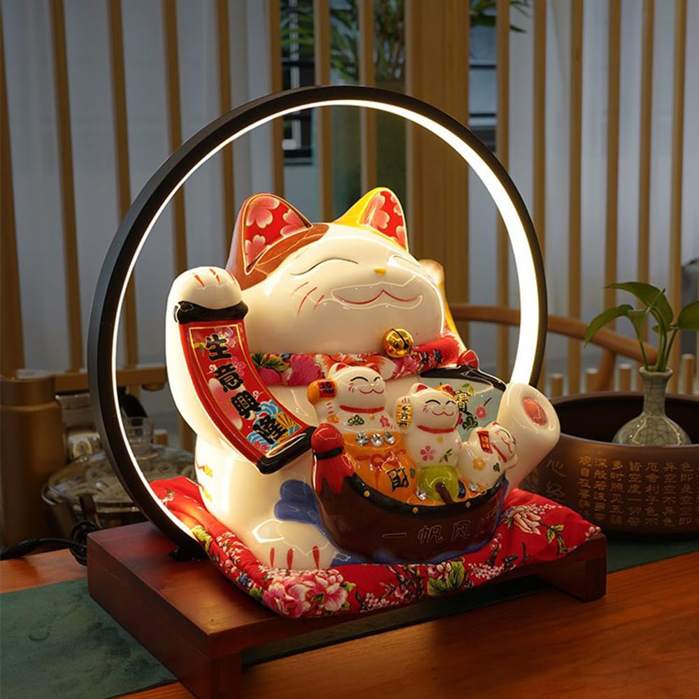 Fontaine de Table d’intérieur, Fontaine Cascade décorative, Motif Chat, avec éclairage LED, Style Feng Shui, pour Bureau, Espace méditation
