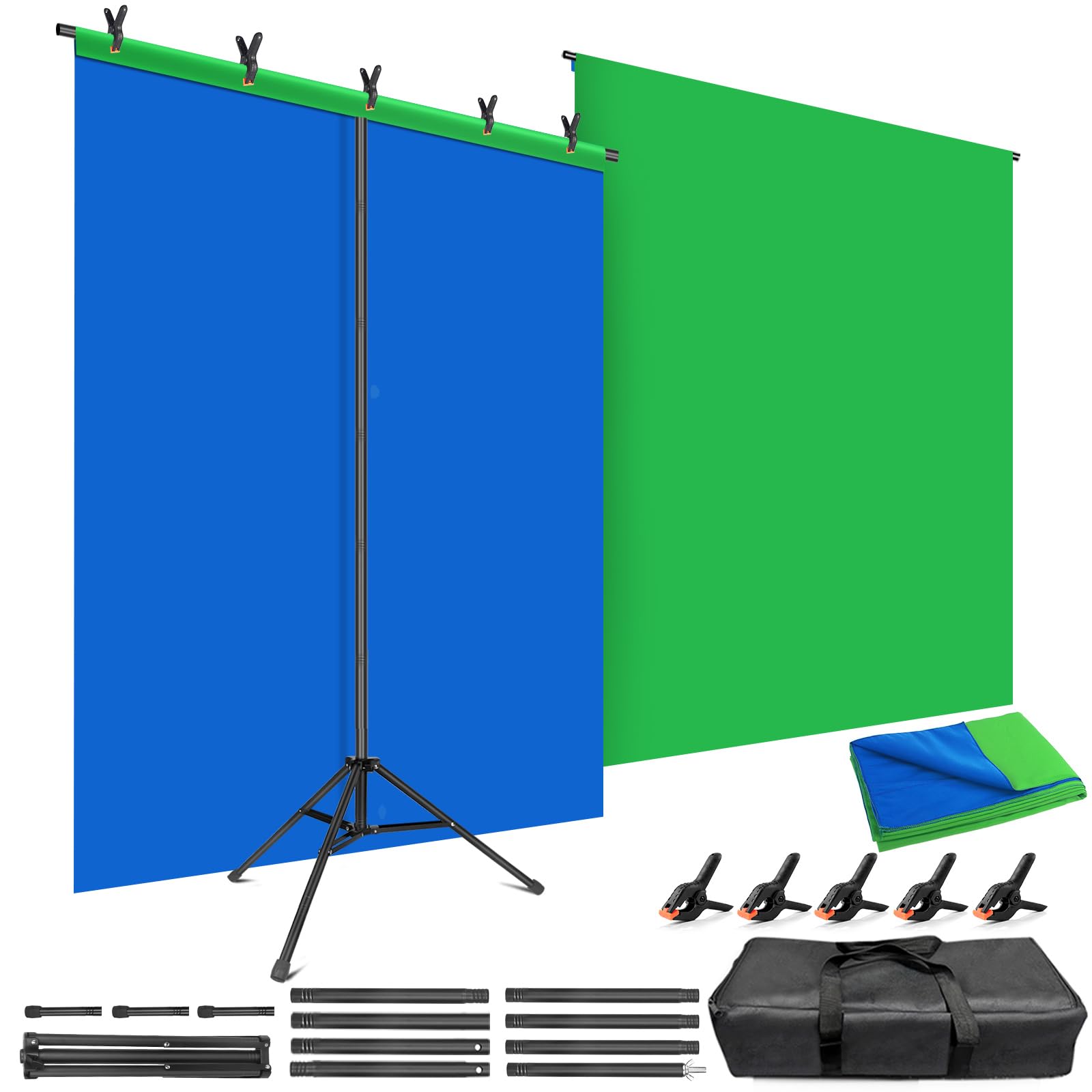 Fond vert et bleu avec support de 1,5 x 2 m