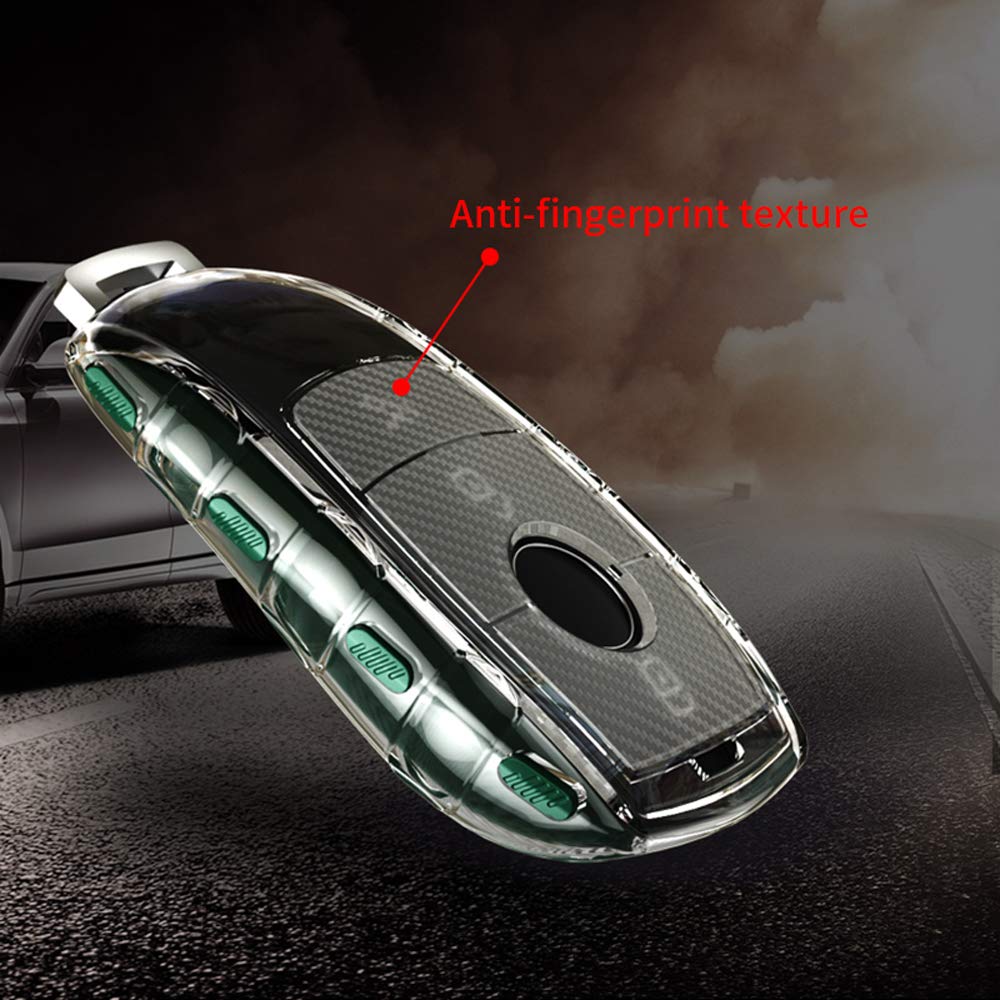 HIBEYO Custodia per Chiave Auto, Adatta per Mercedes Classe A C E S G GLS CLA Classe S65 E43 E400 X167 E300 E320 AMG Portachiavi in Pelle (Nero