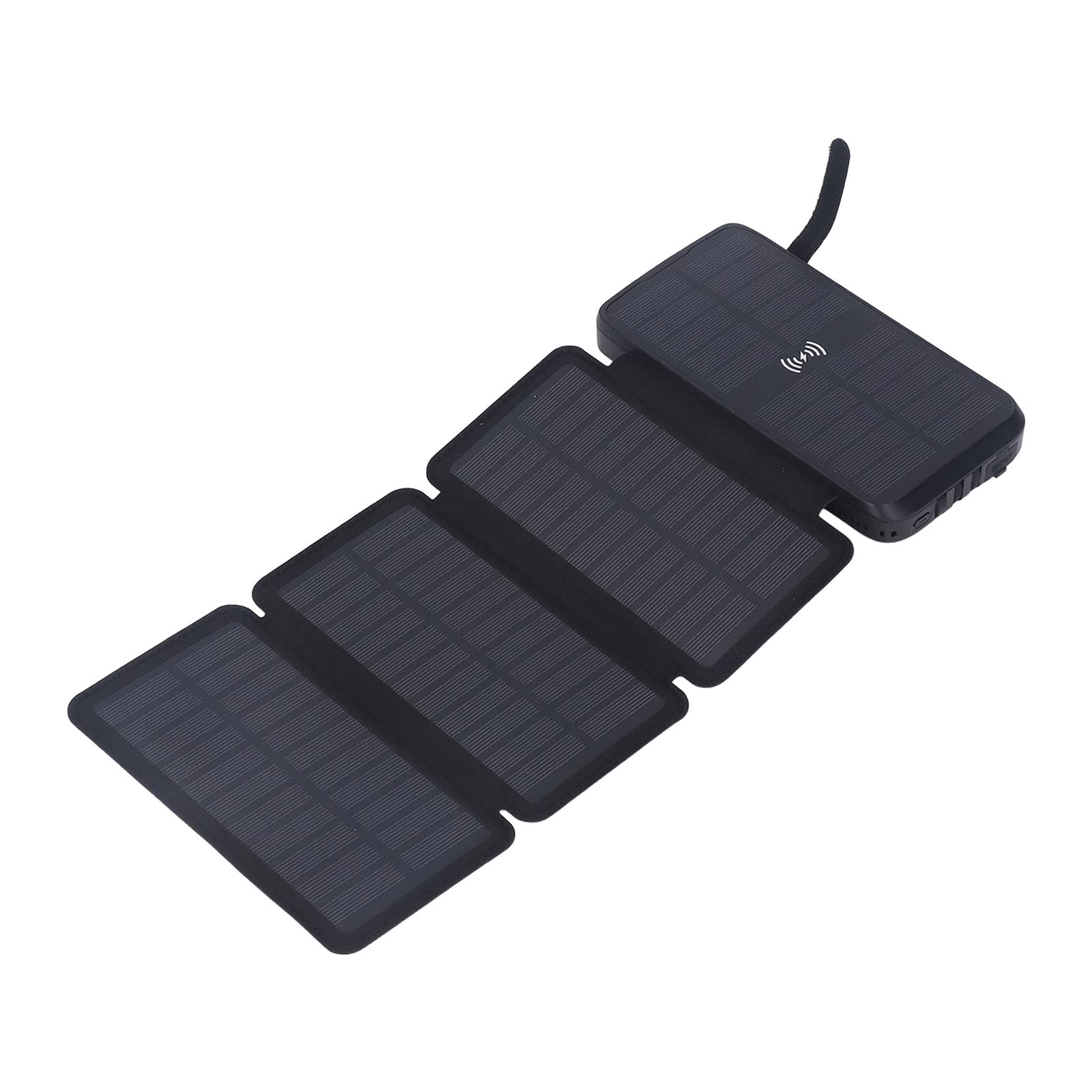 Solar Power Bank Impermeabile 20000mAh Caricatore a pannello solare a ricarica rapida con ricarica wireless e lampada LED per campeggio all'aperto Escursionismo Viaggi ABS Nero