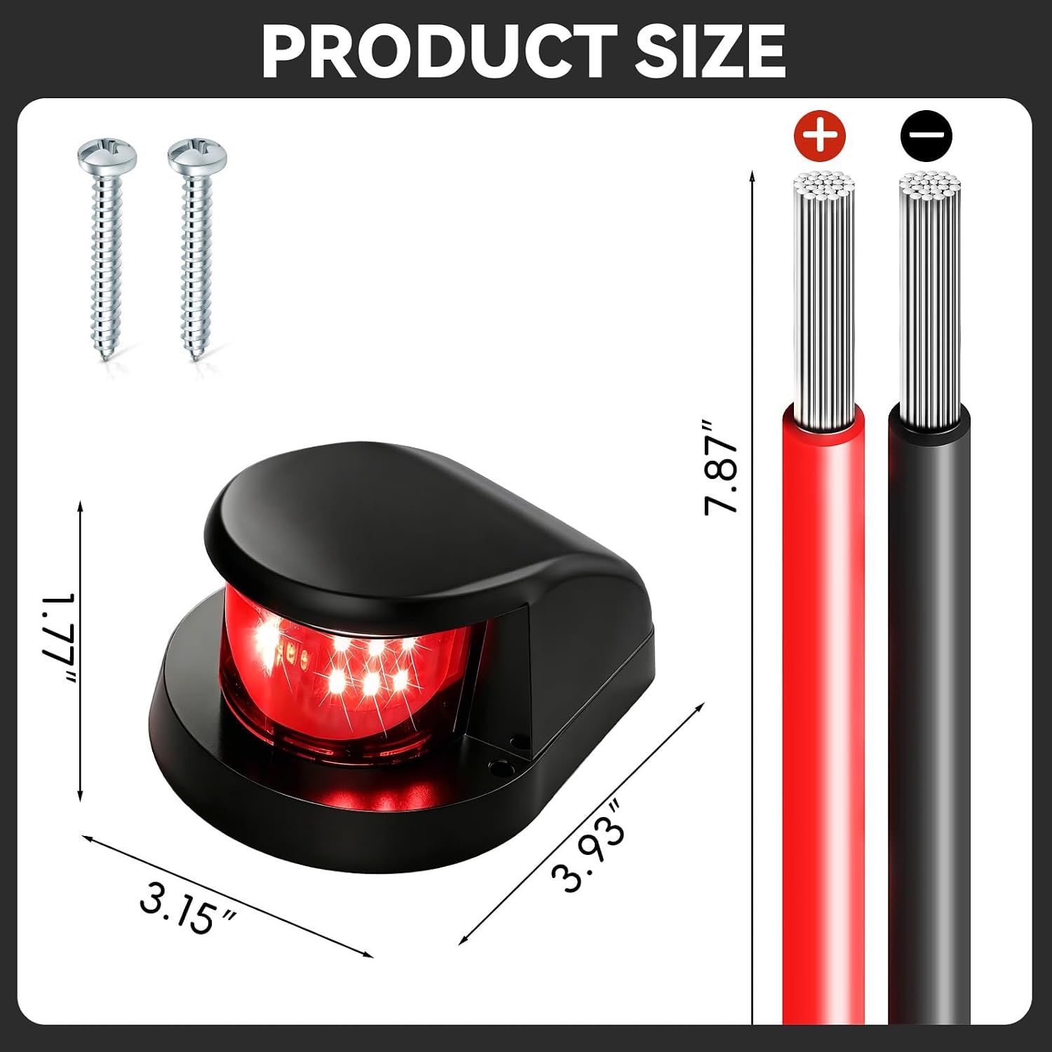 Boat Light, Lights for Boat,Navigation Light with Red Green LED 12V 2 Pack | Built with corrosion-resistant black ABS cover and durable housing, ideal for yachts, fishing boats, pontoons, and skiffs