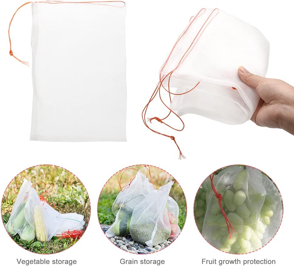 QOONESTL 50 Pack Fruit Protector Bag, Reusable Nylon Material Netting Bags for Protect Your Plant Fruits Vegetables Flower, Garden Netting Bags (6"x10")