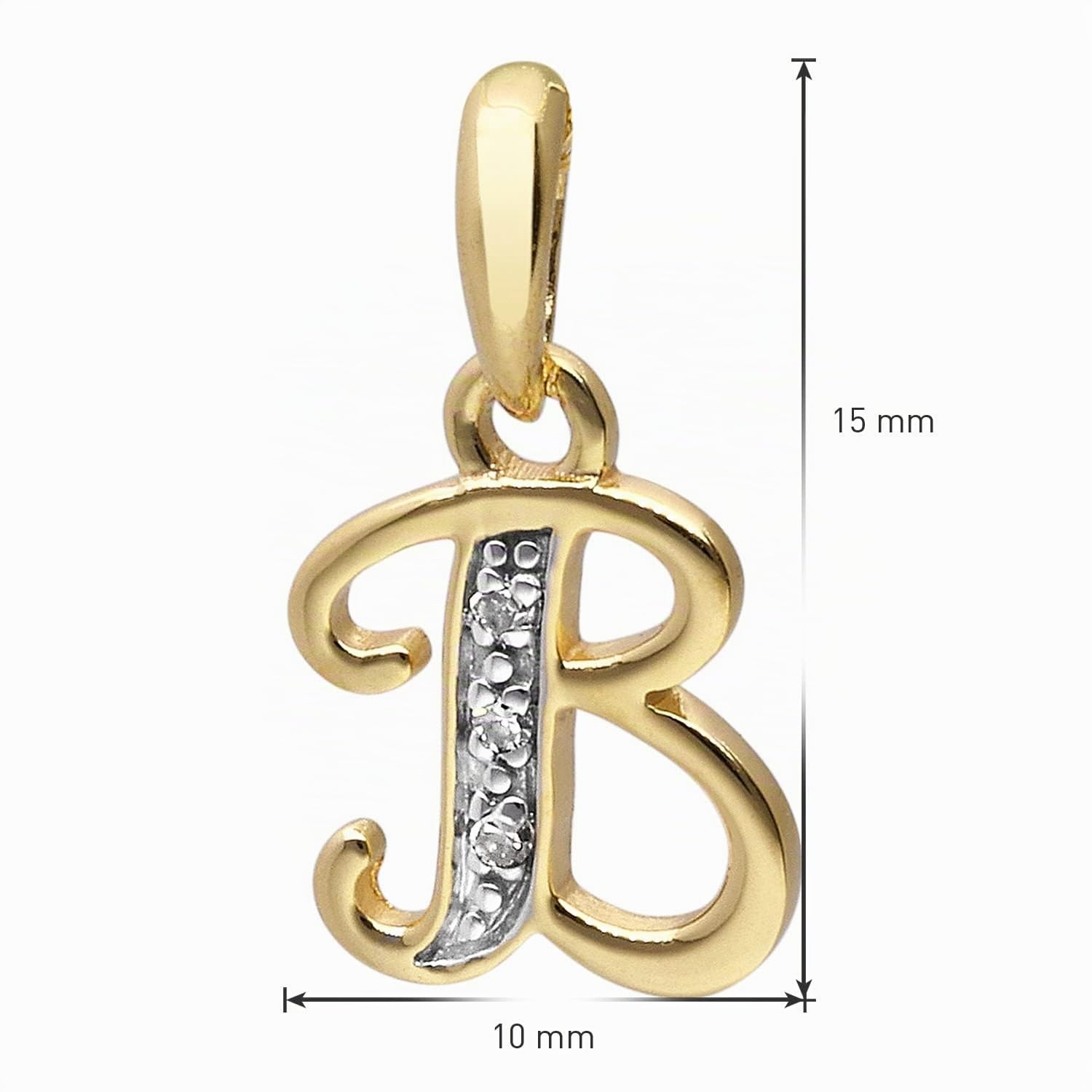 trendor Buchstaben-Anhänger B Gold 333/8K mit vergoldeter Silberkette | modisches Schmuckstück aus Echtgold für Damen, tolle Geschenkidee,